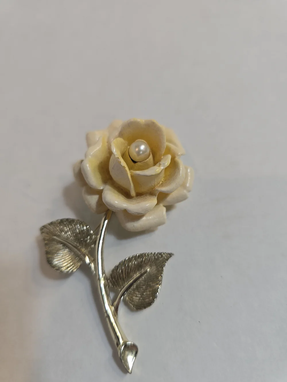 Cream Flower Brooch with Pearl Center - Women Jewelry